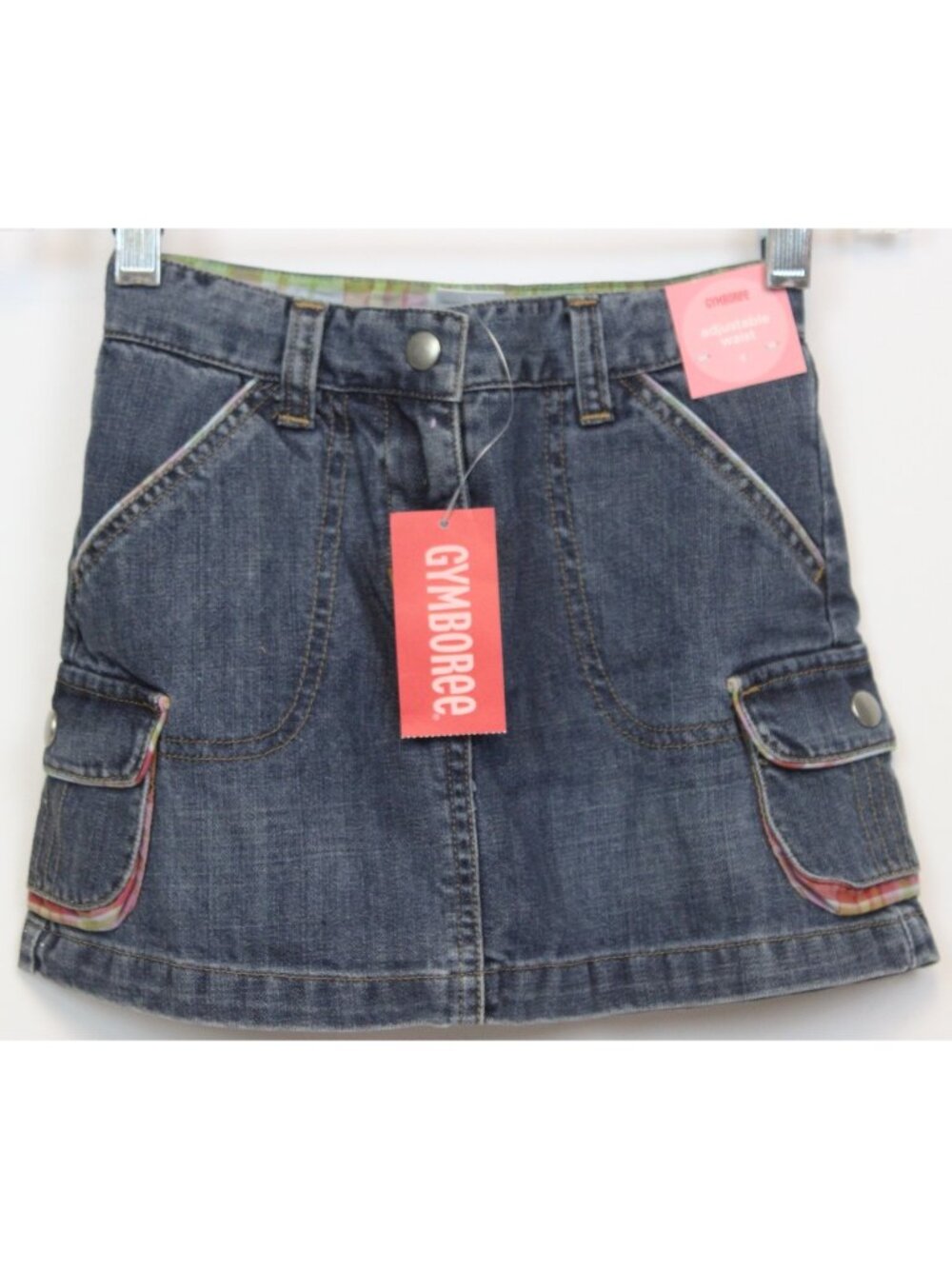 2008 Gymboree Cherry Baby Denim Blue Skorts sz 5 Adjustable Waist Cargo Pockets